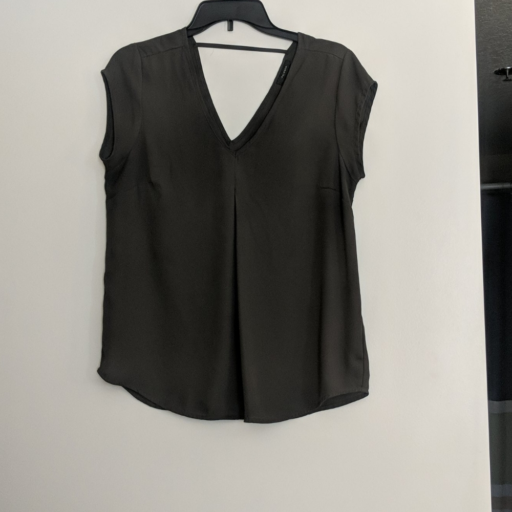 Halogen V Neck Olive Green Blouse